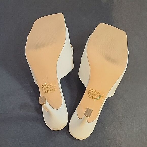 BRAND NEW SHOELAND SQUARE TOE SLIP-ON FOOT OPEN TOE GOLD CHAIN LINKING S… - Picture 12 of 16